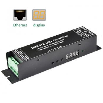 Slim DMX 512 LED Decoder Controller 4 Kanal RGBW 16A 5-24V 3 Tasten Digital Anzeige 4x4A 16A RJ45 Eingang Ausgang PWM Dimmer