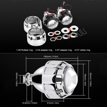 2.5 inch Mini Bi-Xenon HID Projector Headlight Lenses Retrofit Fit H4 H7