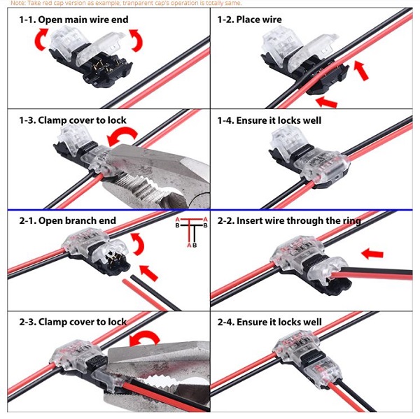 2 pin Spleiß Crimp Kabel Klemme Stecker T-Typ Anschluss Verbinder