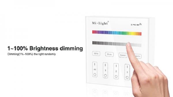 Mi-Light B3 LED RGB RGBW Smart Touch Panel Remote 2.4G 4 Zone WIFI Controller Battery