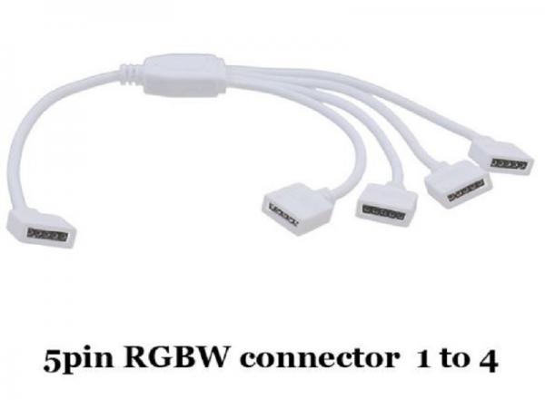 5 PIN RGBW 1to4 Splitter Cable Connector Extend Wire LED Strip