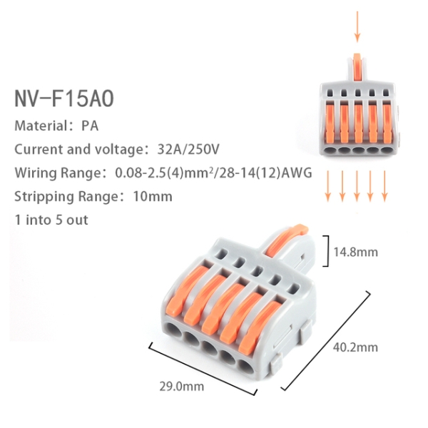 NV-F15 Kabelverbinder Schnellverbinder 1 rein 3 raus