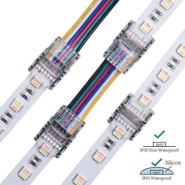 6 Pin LED Strip to Strip Wire Connector for 12mm 6 pol RGBWW RGB+CCT Tape Light