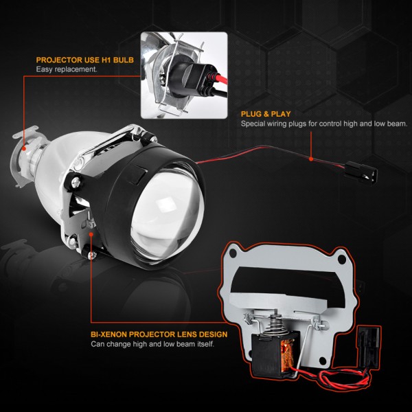 2.5 inch Mini Bi-Xenon HID Projector Headlight Lenses Retrofit Fit H4 H7