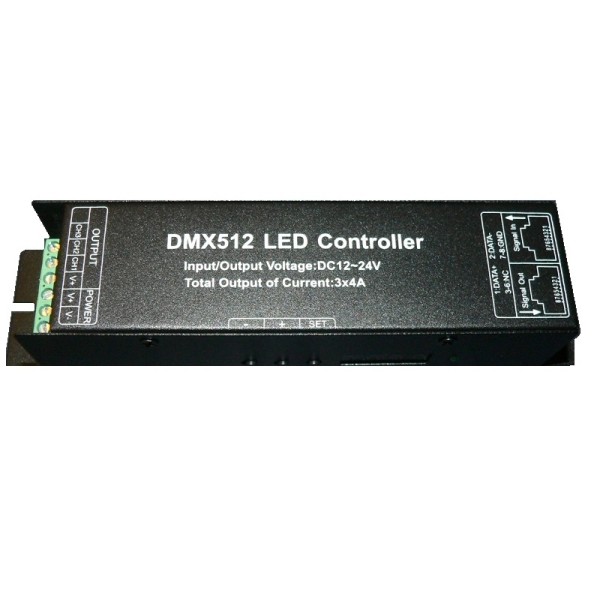 LED RGB DMX512 Decoder Controller digitale Display Anzeige 3 x 4A pro Kanal PWM Dimmer RJ45 Anschluss
