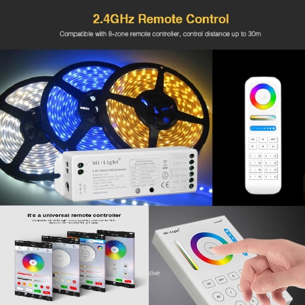 LED LS2 5in1 2.4G RGB+CCT Strip Controller RGBWW APP WIFI WLAN MiBoxer MiLight