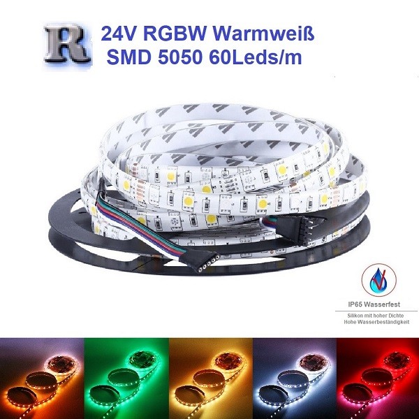 LED Strip 4in1 RGBW Warmweiß 24 Volt Streifen 5m Rolle