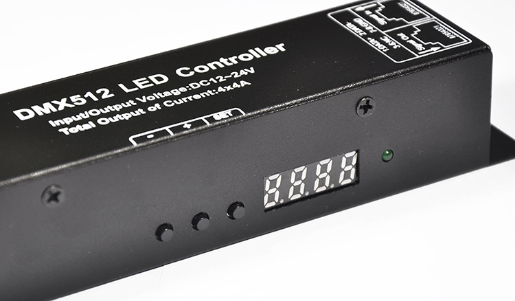 LED RGBW DMX512 Controller Decoder Digital Display Anzeige 4 Kanal 4x 4A RJ45 Steuerung PWM Dimmer
